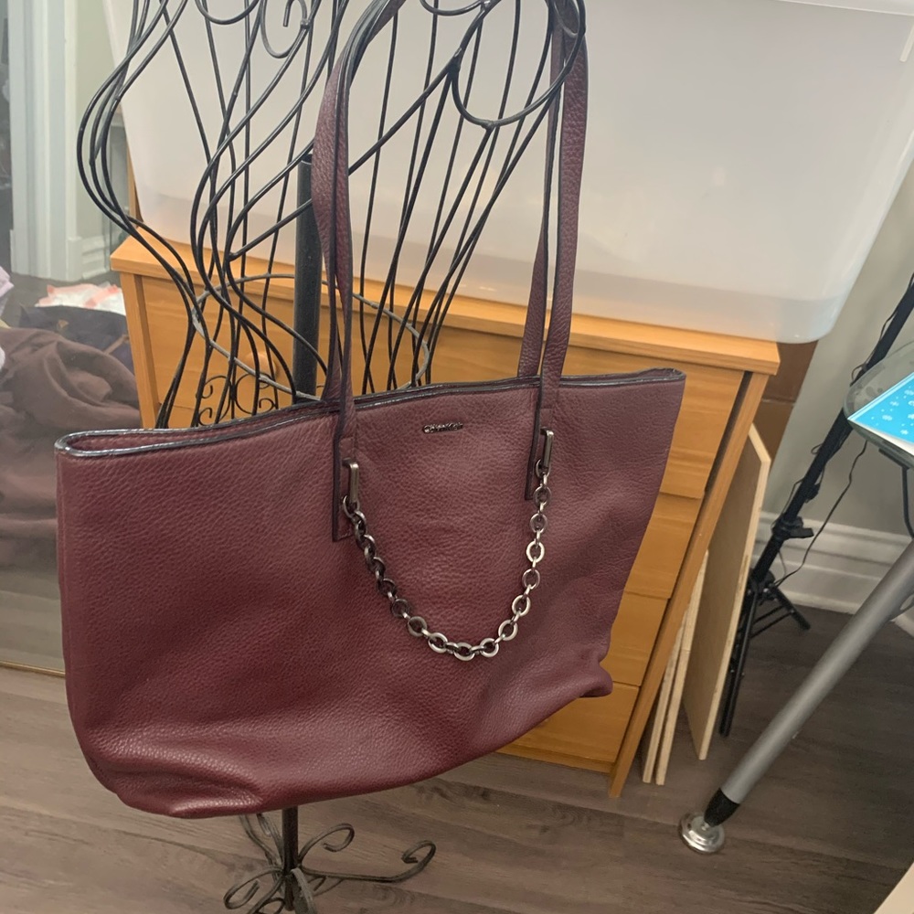 Calvin Klein leather burgundy tote